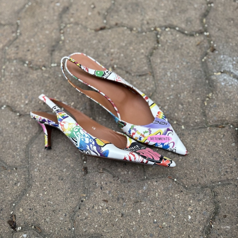 Vetements Graffiti Slingback Heels